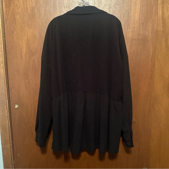 Corduroy Peplum Button Down Blouse - Picture 3 of 8